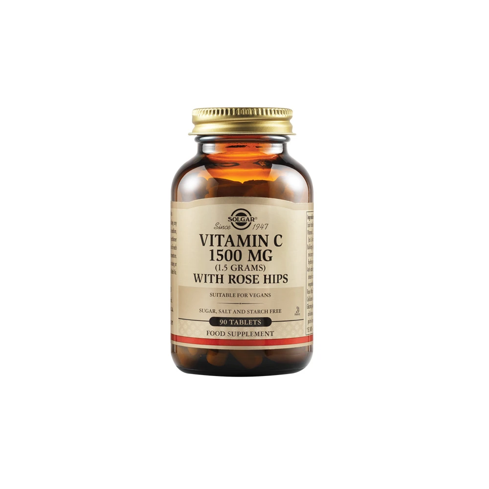 Solgar Vitamin C 1500mg With Rose Hips Συμπλήρωμα Διατροφής Βιταμίνη C Για Ενίσχυση Του Ανοσοποιητικού 90 ταμπλέτες