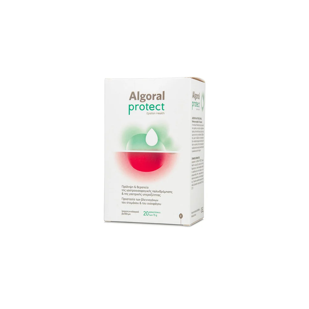 Epsilon Health Algoral Protect Food Supplement For Gastroesophageal Reflux 20 sachets x 15gr