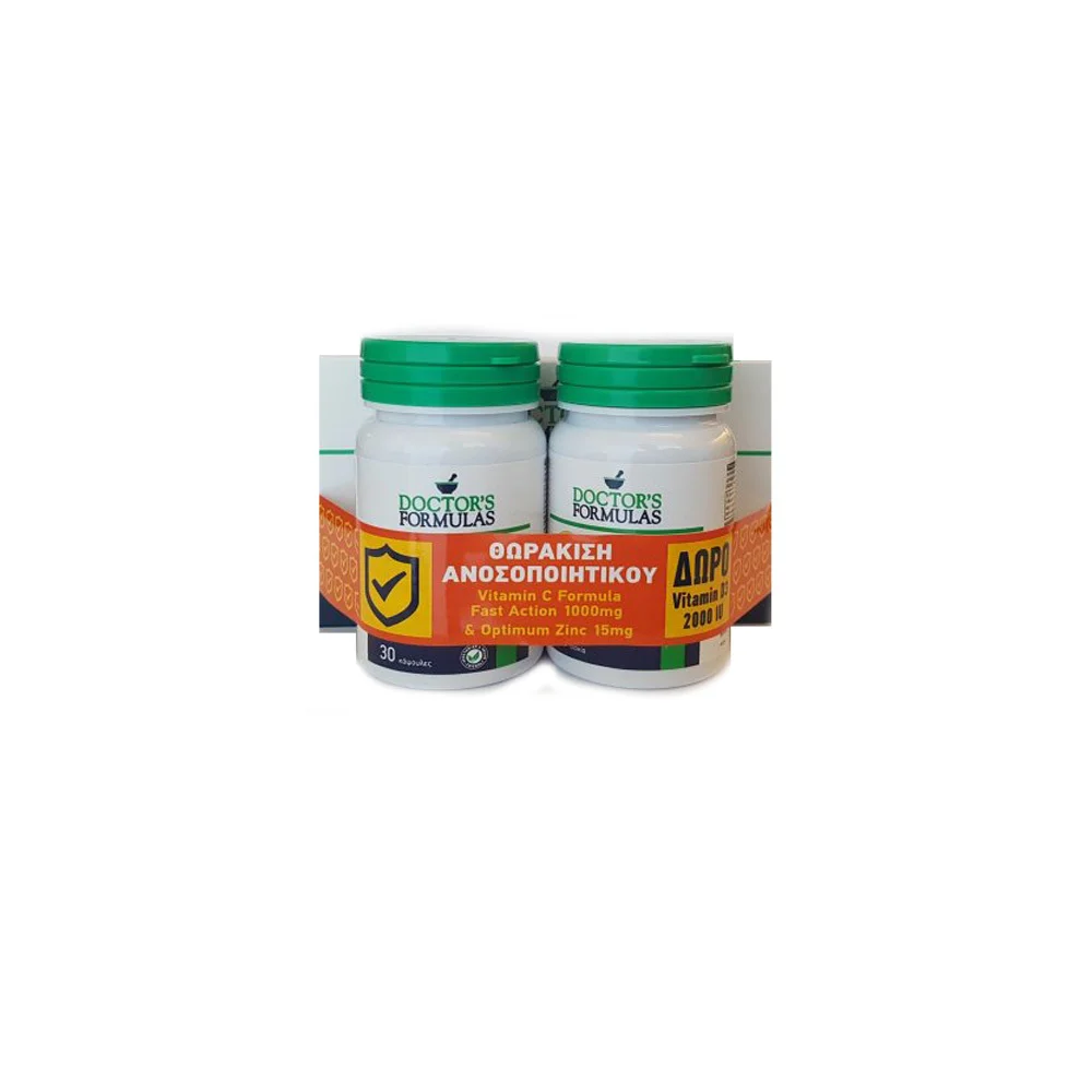 Doctor's Formula Promo Vitamin C Fast Action Formula 1000mg 30 ταμπλέτες & Optimum Zinc 15mg 30 ταμπλέτες & Δώρο Vitamin D3 2000 IU 60 ταμπλέτες 