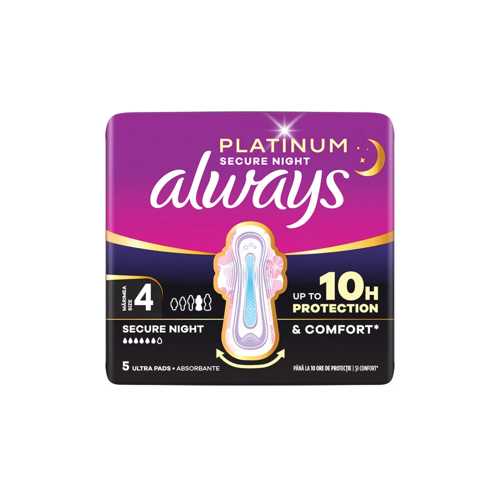 Always Platinum Σερβιέτες Secure Night Μέγεθος 4 5 τεμάχια