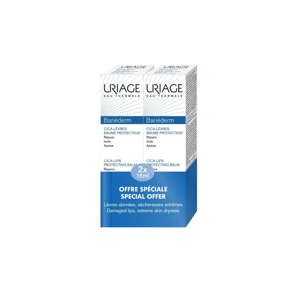 Uriage Promo Bariederm Cica Lips Repairing Balm Επανορθωτικό Balm Χειλιών 2x15ml