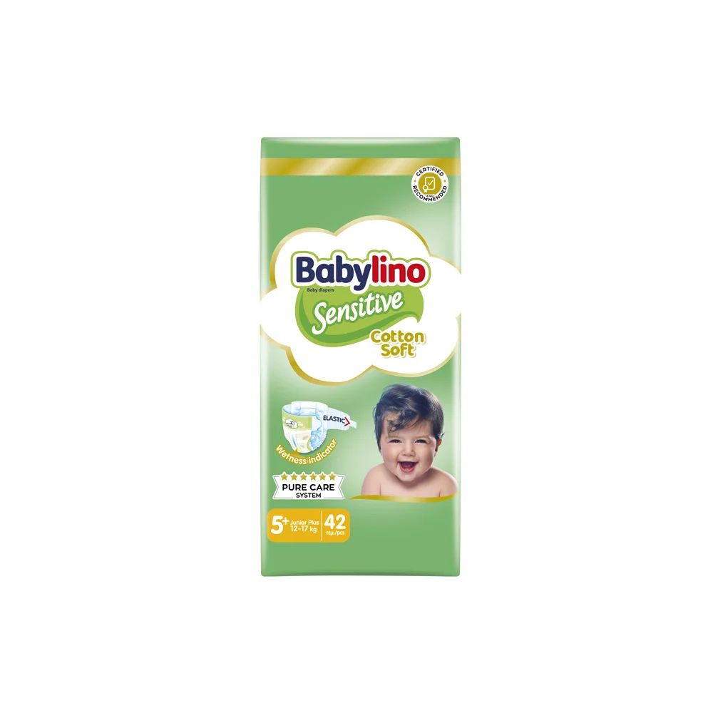Babylino Sensitive Cotton Soft Value Pack Πάνες Junior Plus Μέγεθος 5+ (12-17kg) 42 πάνες
