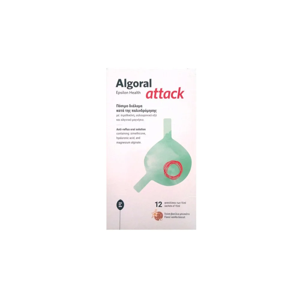 Epsilon Health Algoral Attack Anti-Reflux Oral Solution Oral Solution For Gastroesophageal Reflux 12x15ml