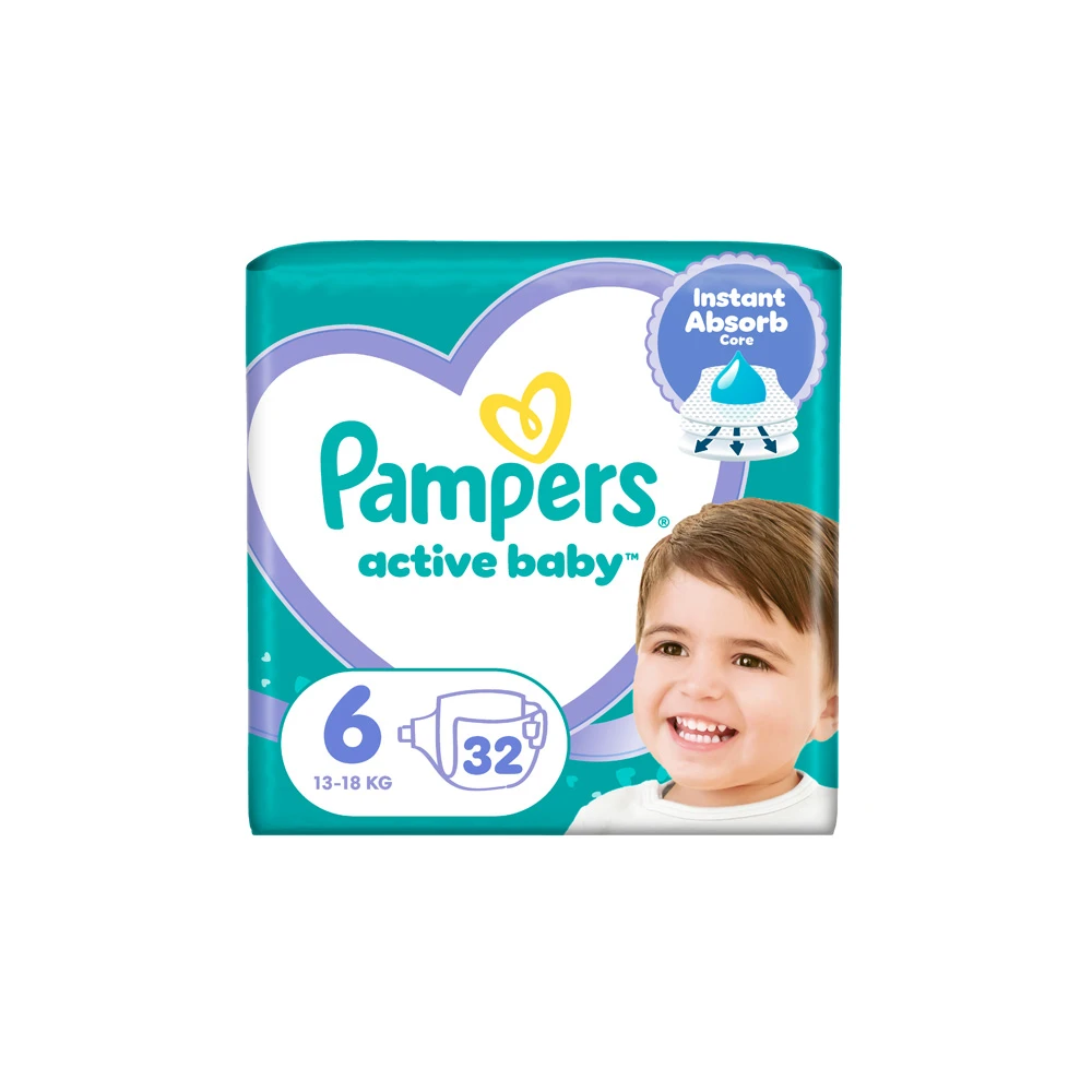 Pampers Active Baby Diapers Size 6 (13-18kg) 32 Diapers