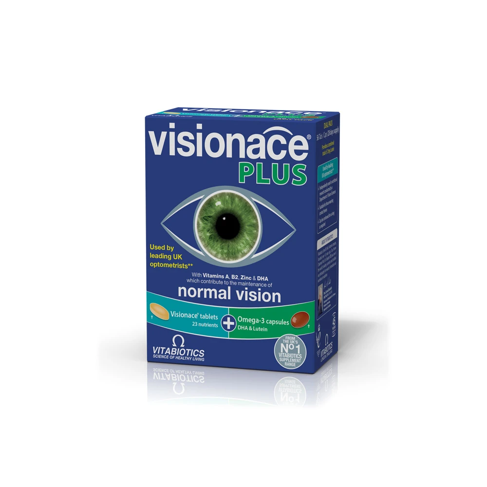 Vitabiotics Visionace Plus Omega 3 Συμπλήρωμα Διατήρησης Της Καλής Όρασης Με Ενισχυμένη Σύνθεση Από Εστέρες Λουτεΐνης & Ωμέγα 3 Λιπαρά Οξέα 28 ταμπλέτες & 28 κάψουλες