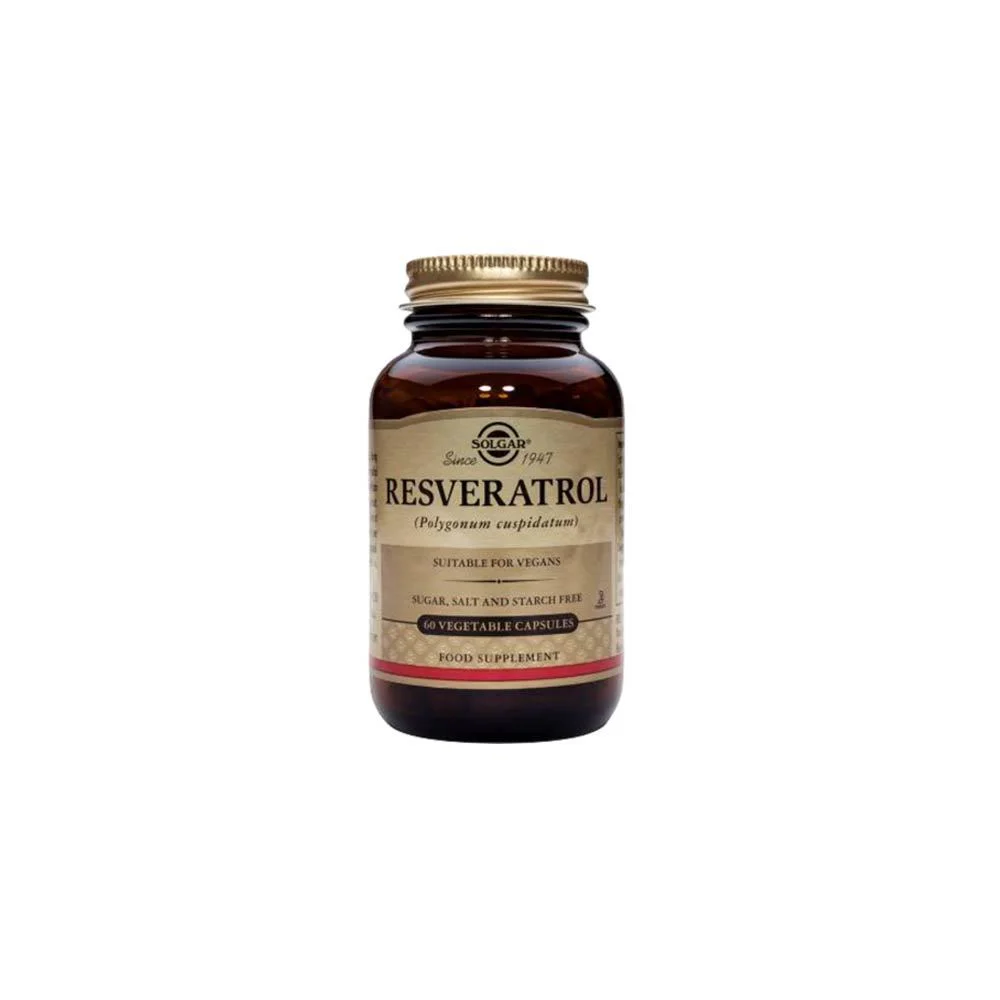 Solgar Resveratrol 100mg Dietary Supplement For Good Cardiovascular Health 60 Herbal Capsules