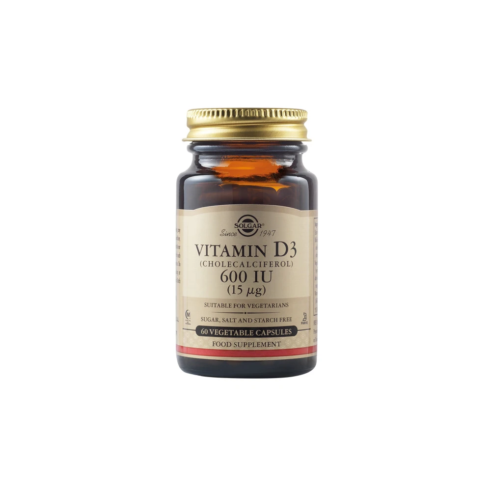 Solgar Vitamin D3 (Cholecalciferol) 600IU 15µg Βιταμίνη D3 Για Υποστήριξη Ανοσοποιητικού & Οστών 60 φυτικές κάψουλες