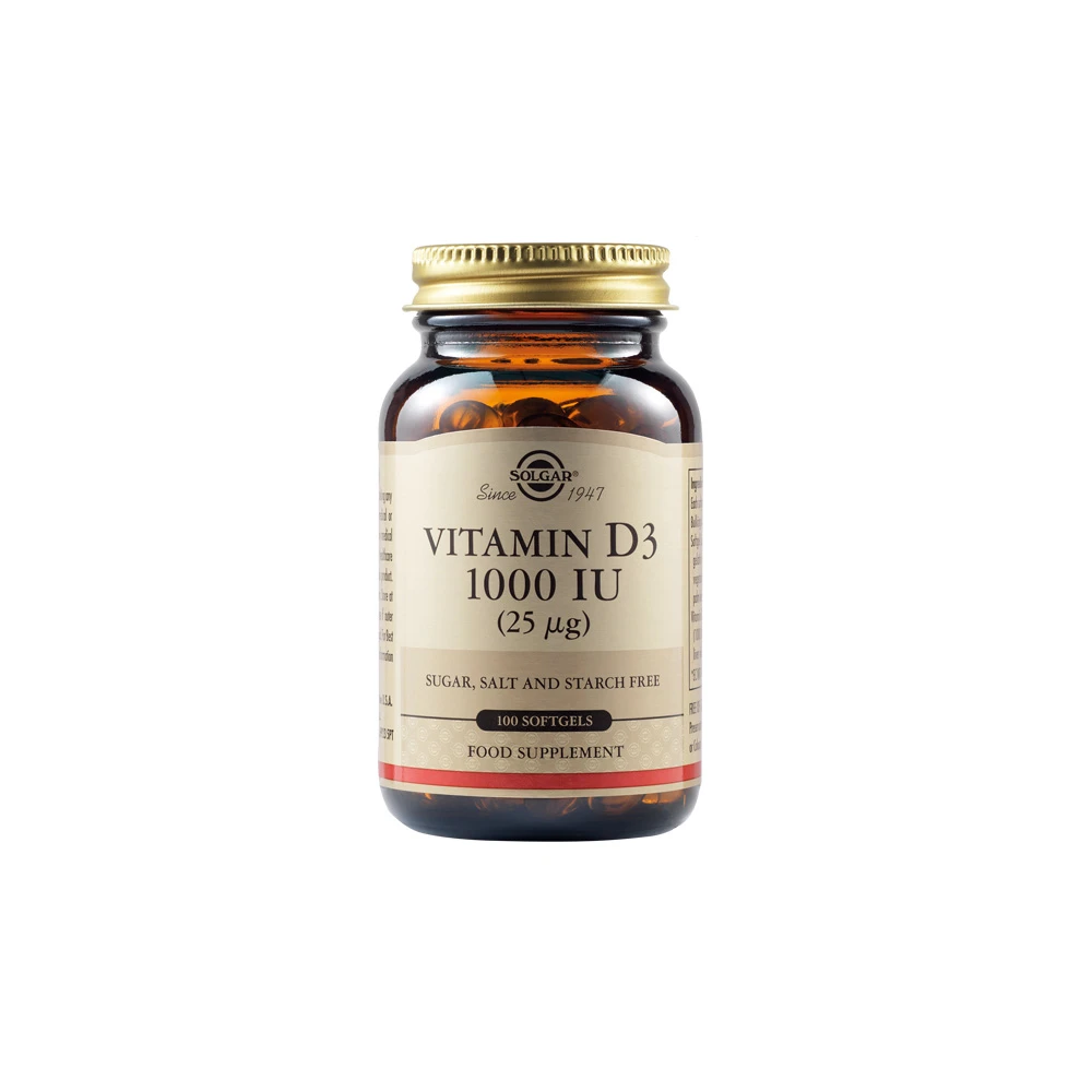 Solgar Vitamin D3 1000IU 25µg Βιταμίνη D3 1000 IU Για Υποστήριξη Ανοσοποιητικού & Οστών 100 μαλακές κάψουλες