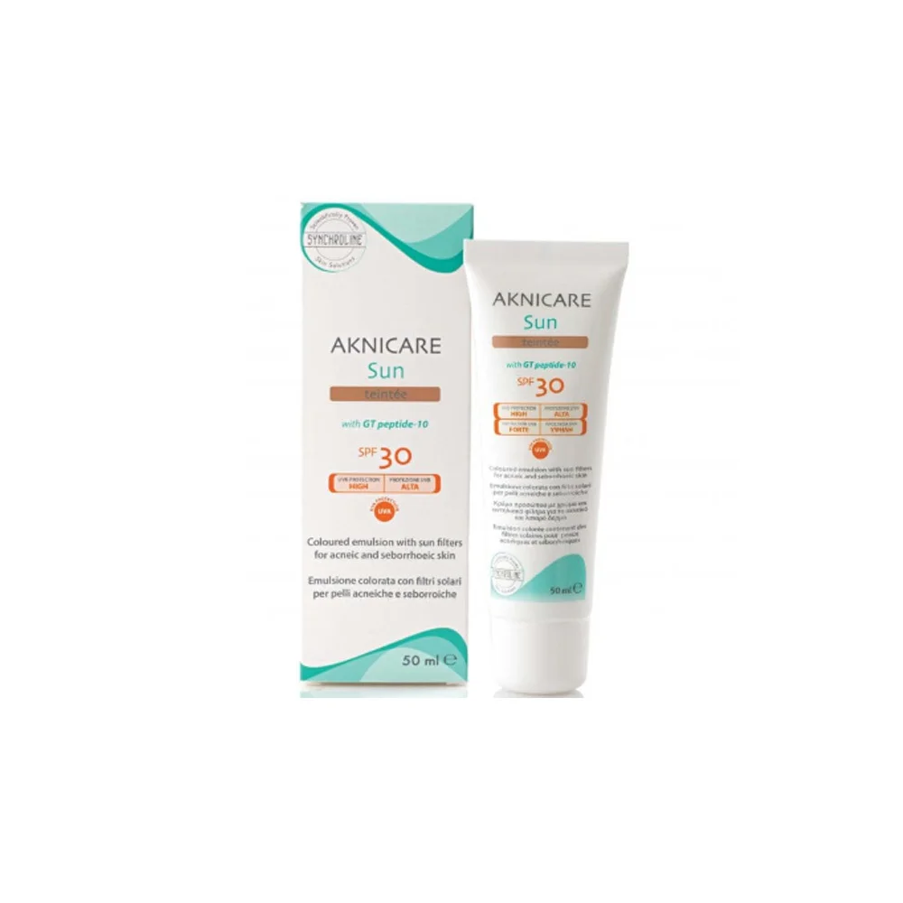 Synchroline Aknicare Sun Teintee SPF30 Αντηλιακή Κρέμα Προσώπου Με χρώμα Για Λιπαρό Ή Με Ακμή Δέρμα 50ml