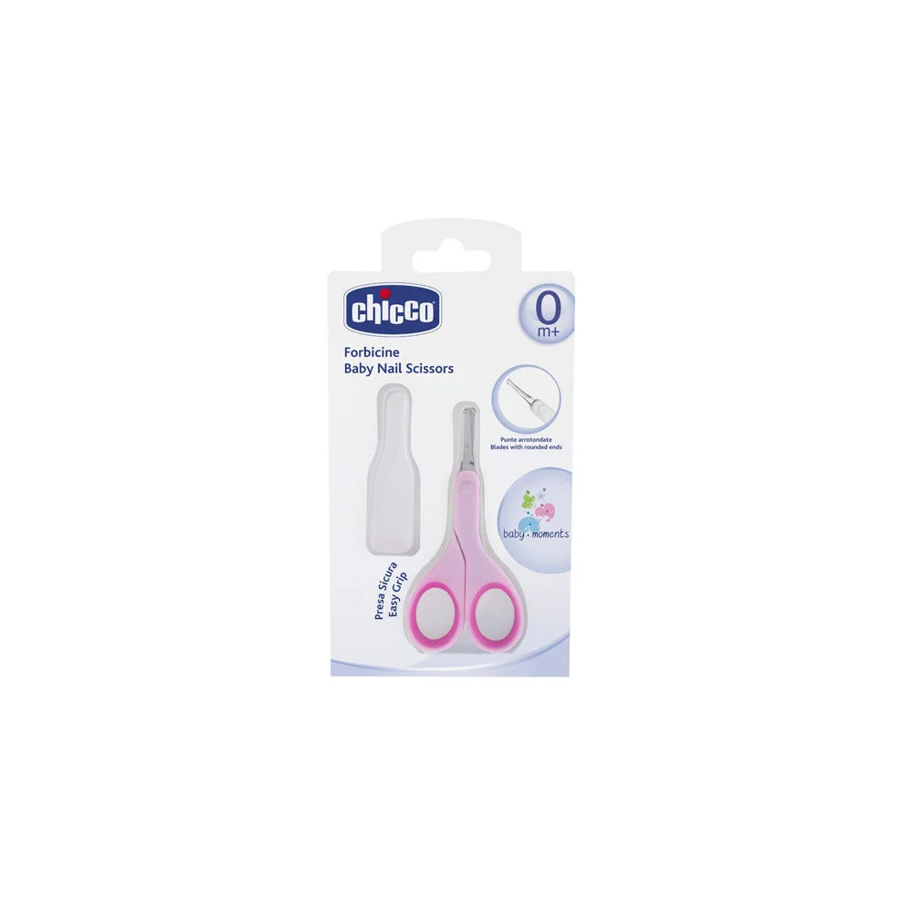 Chicco Safety Scissors With Rounded Edges & Case 0+ Months Pink 1 piece