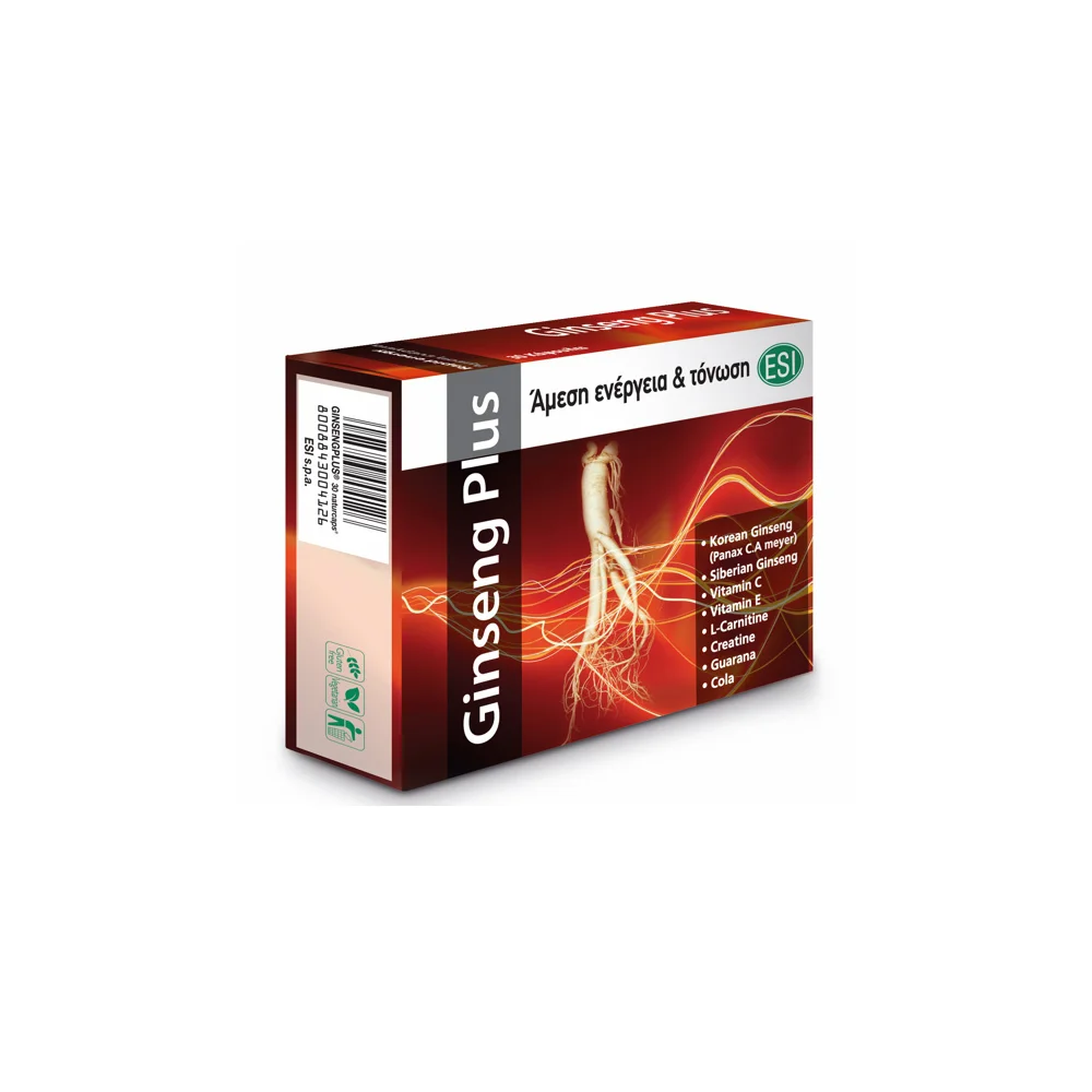 Esi Ginseng Plus Συμπλήρωμα Διατροφής Για Άμεση Τόνωση & Ενέργεια 30 φυτικές κάψουλες