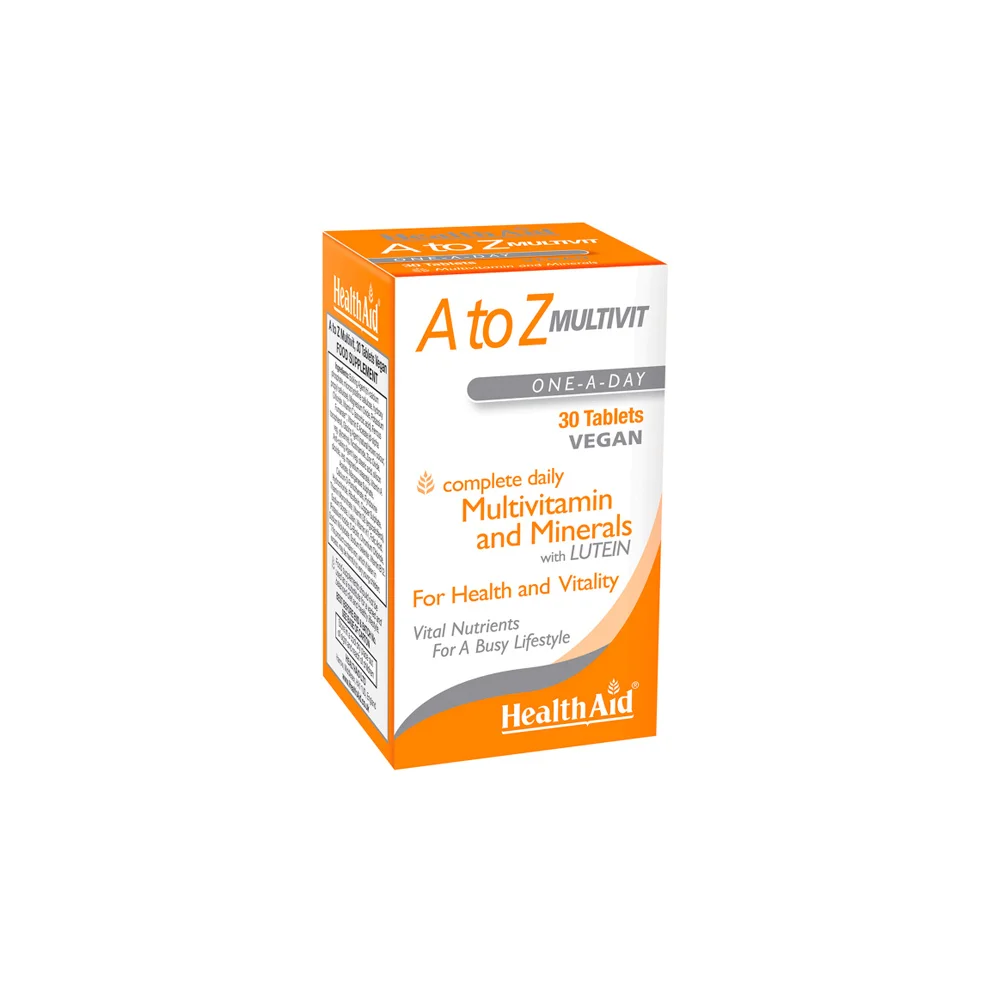 Health Aid A to Z Multivit One A Day Nutritional Supplement With Vitamins Minerals & Lutein Essential For The Body Daily 30 Capsules