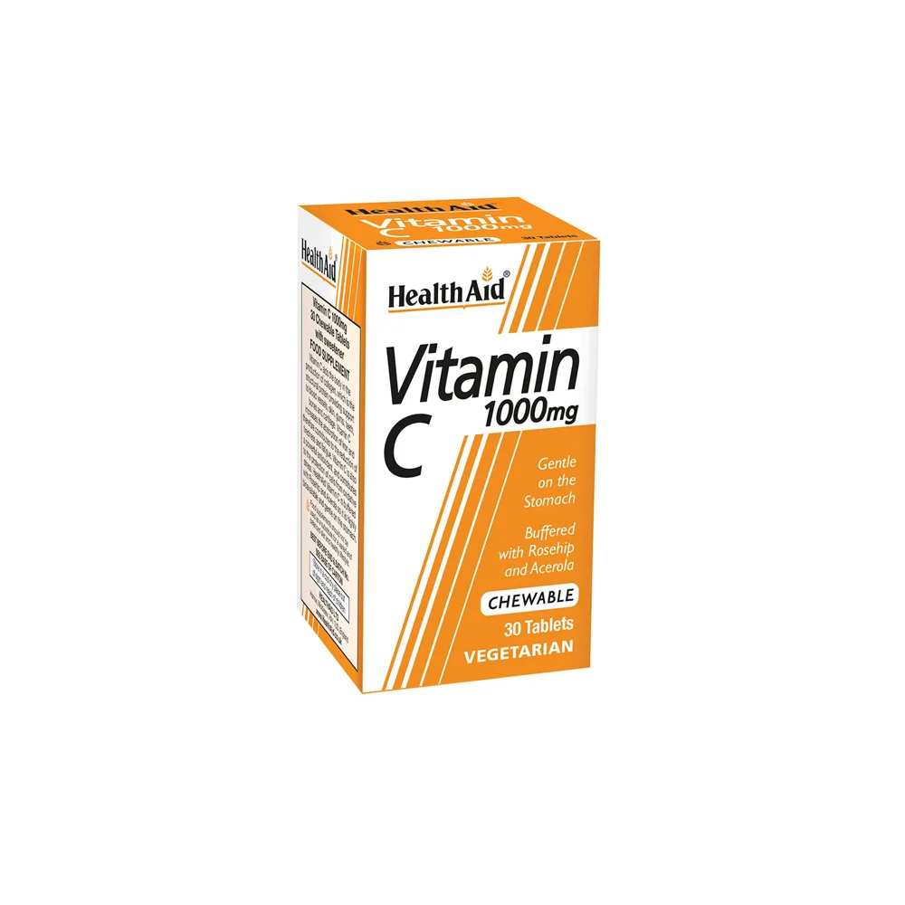 Health Aid Vitamin C 1000mg Συμπλήρωμα Διατροφής Μασώμενο Με Βιταμίνη C Για Ενίσχυση Του Ανοσοποιητικού 30 μασώμενες ταμπλέτες