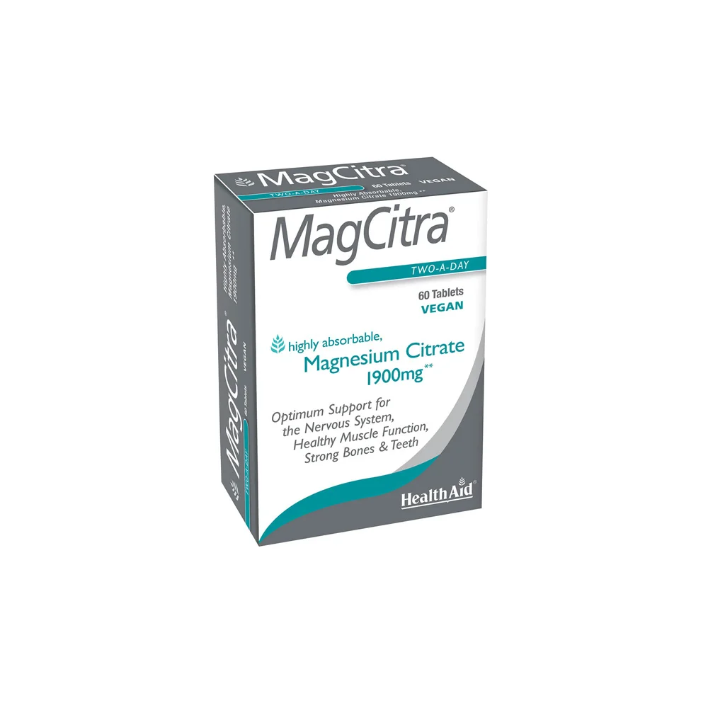 Health Aid MagCitra Magnesium Citrate 1900mg High Quality Magnesium Citrate 60 tablets