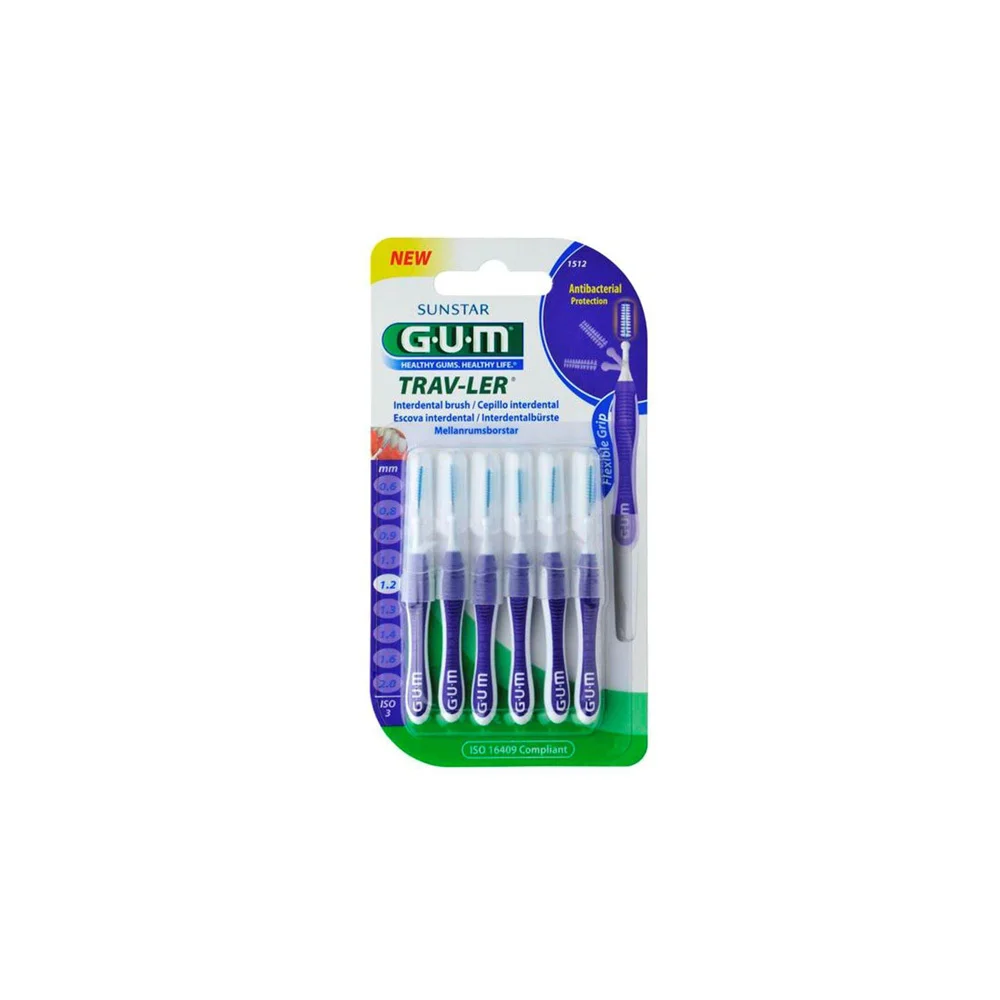 Gum Trav-Ler Interdental Brush 1.2mm Interdental Brushes Dark Purple 6 pieces