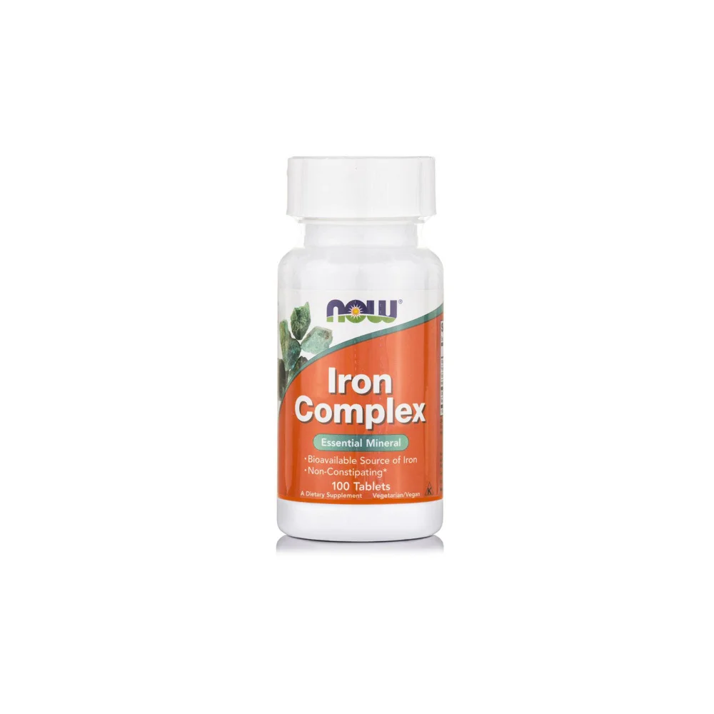 Now Iron Complex Essential Mineral Vegetarian Συμπλήρωμα Διατροφής Σιδήρου Σε Συνδυασμό Με Φολικό Οξύ 100 ταμπλέτες