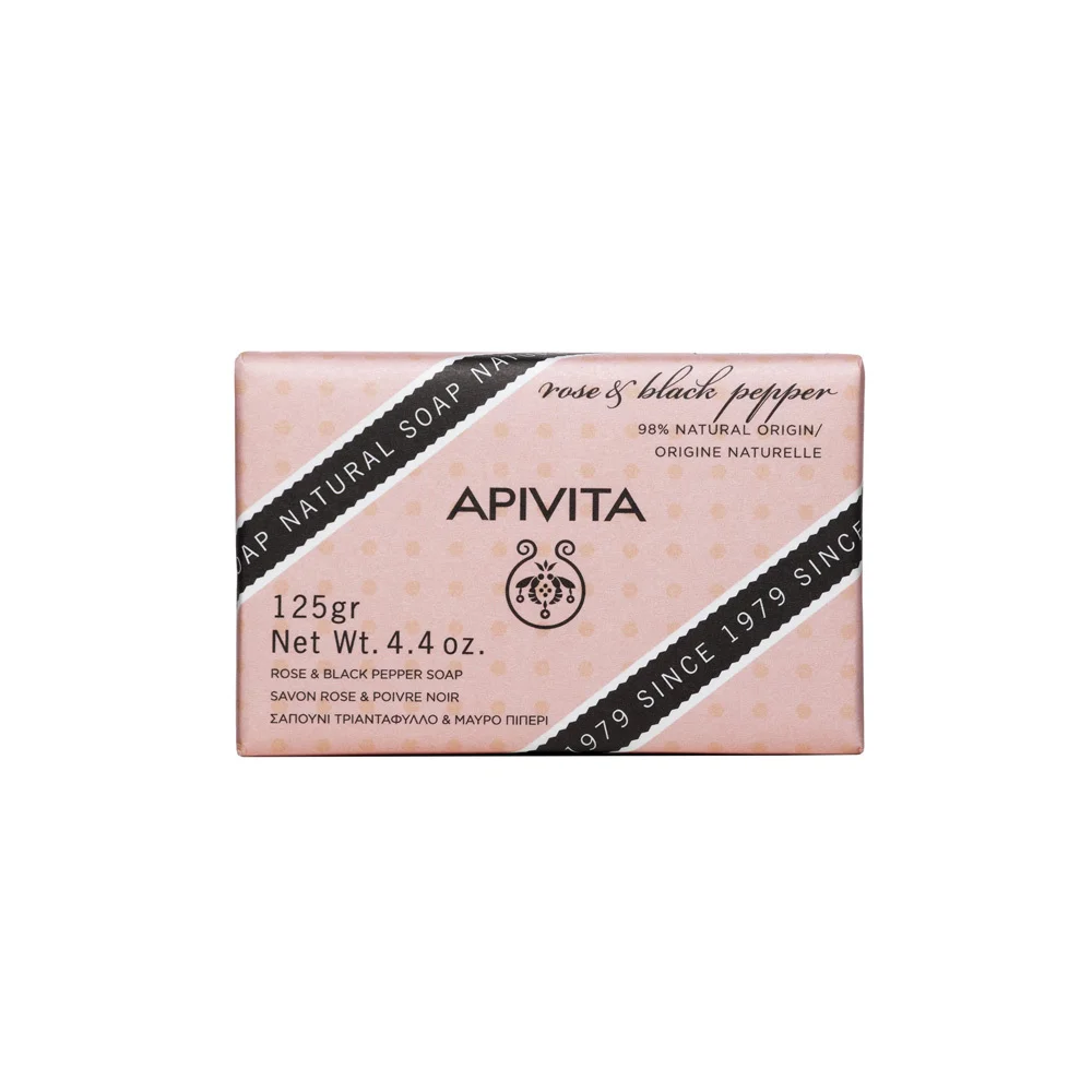 Apivita Natural Soap With Rose & Black Pepper 125gr