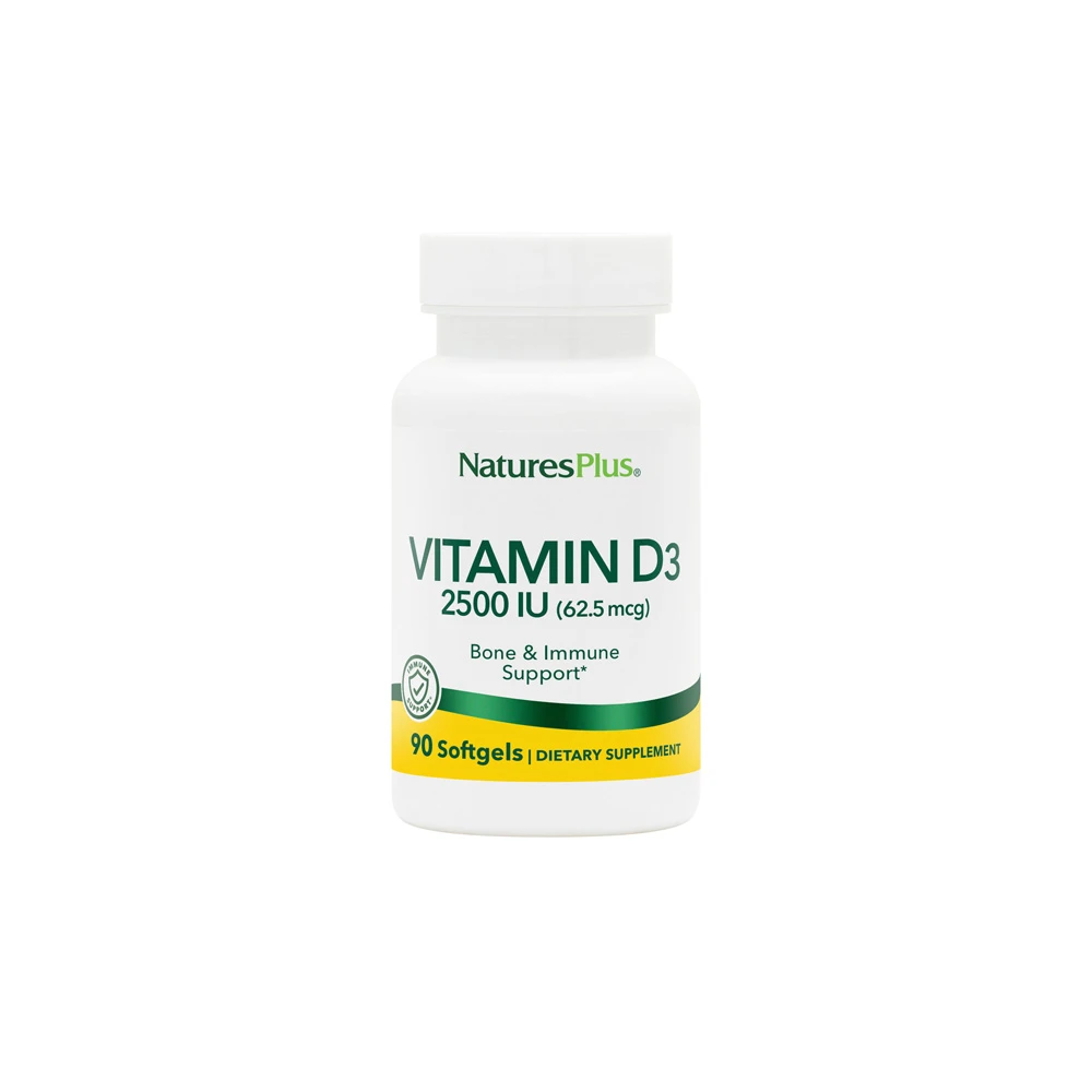 Natures Plus Vitamin D3 2500 I.U. Συμπλήρωμα Διατροφής Βιταμίνη D 90 μαλακές κάψουλες