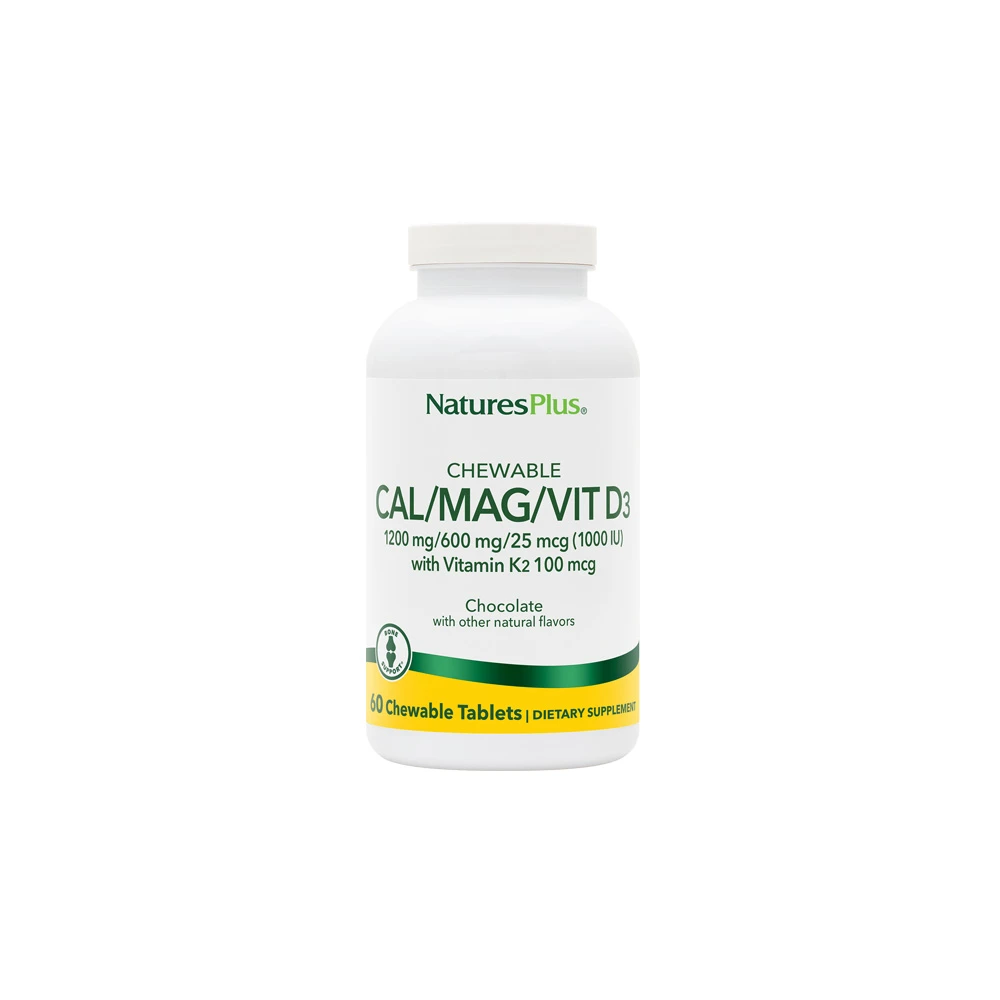 Natures Plus Cal/Mag/Vit.D3/Vit.K2 With Chocolate Flavour 60 chewable tablets