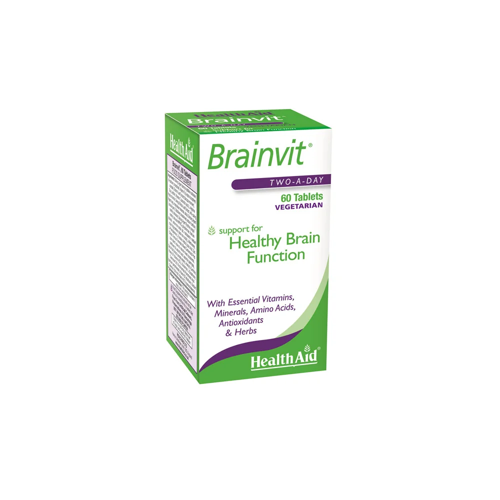 Health Aid Brainvit Two-A-Day Nutritional Supplement For Enhancing Memory & Brain Functions 60 Herbal Tablets
