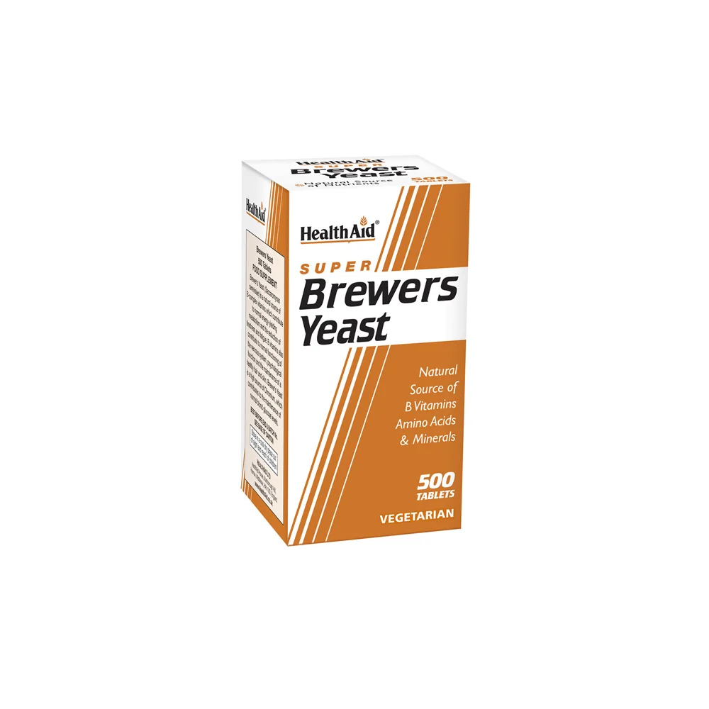 Health Aid Super Brewers Yeast Dietary Supplement With Natural Source of B Vitamins & Amino Acids For Healthy Skin 500 Tablets