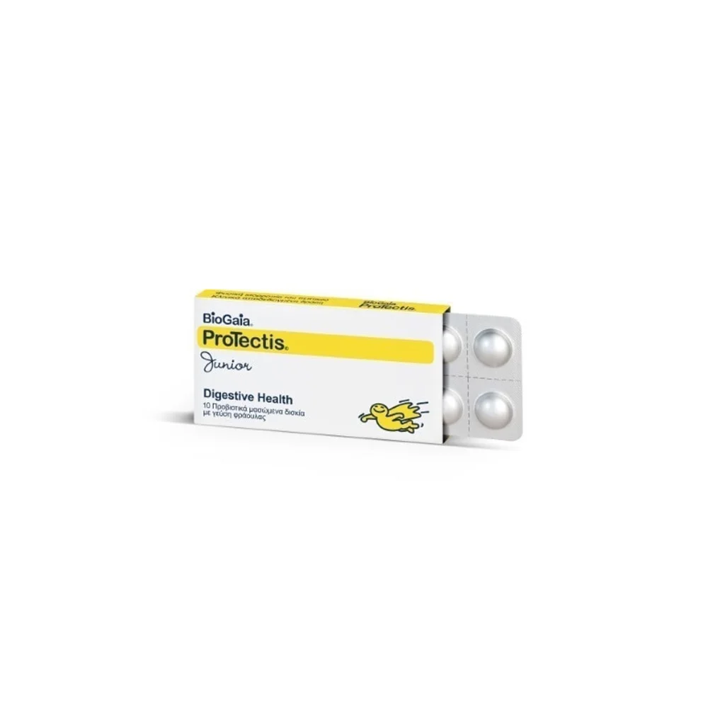 BioGaia Protectis Junior Προβιοτικά Με Ευχάριστη Γεύση Φράουλας 10 μασώμενα δισκία