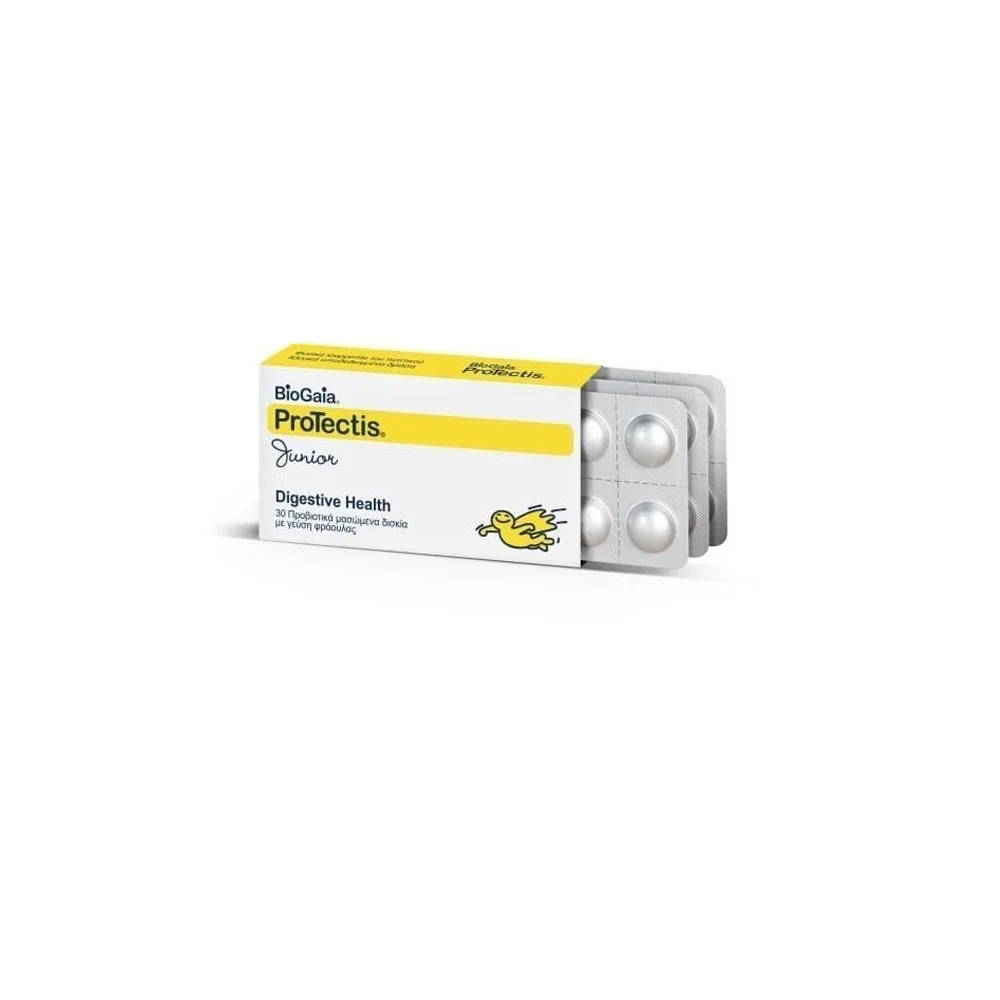 BioGaia Protectis Junior Προβιοτικά Με Ευχάριστη Γεύση Φράουλας 30 μασώμενα δισκία