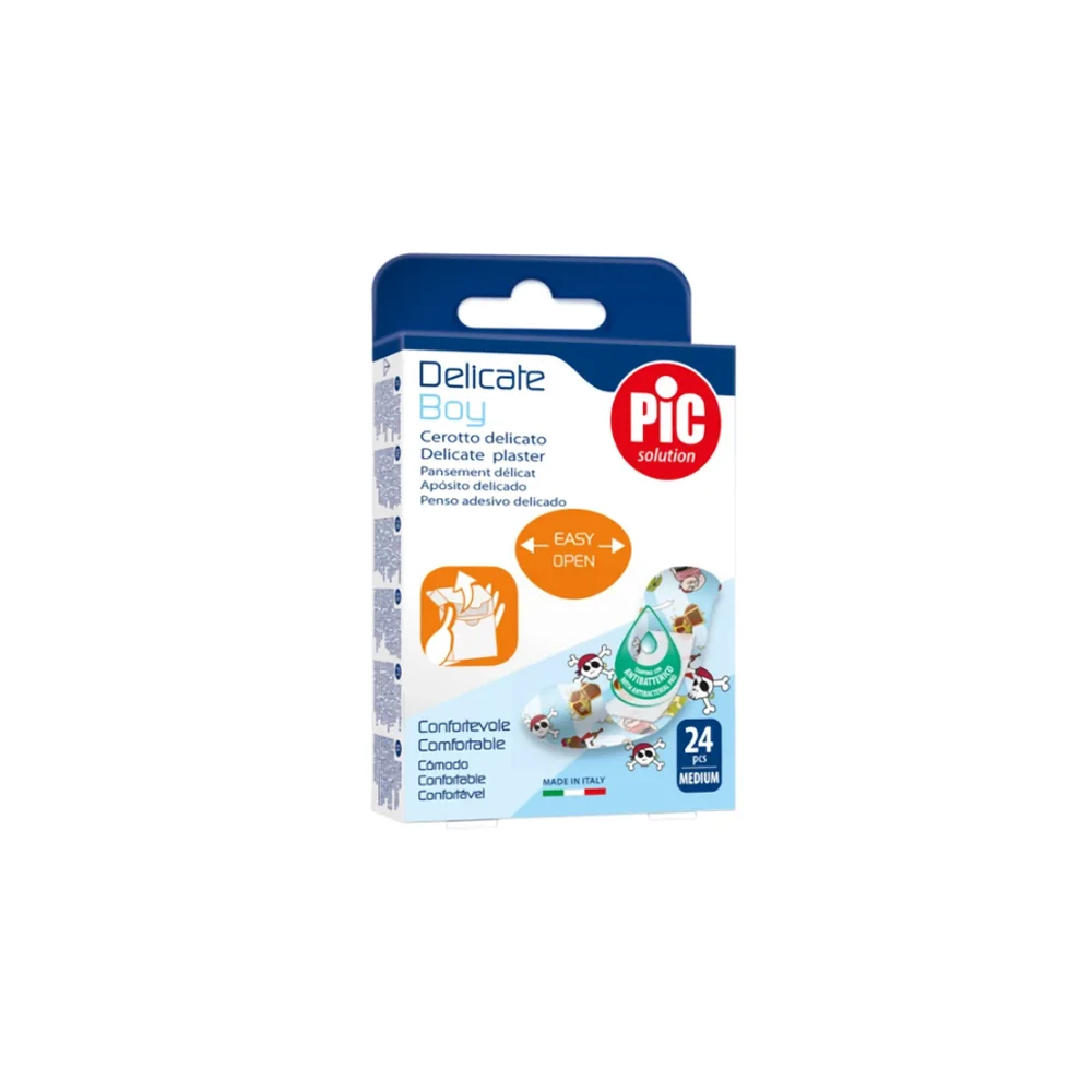 Pic Solution Delicate Strips Kids Αντιβακτηριδιακά Αυτοκόλλητα Επιθέματα Για Αγόρια 24 τεμάχια
