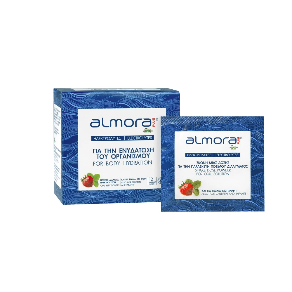 Elpen Almora Sachet Ηλεκτρολύτες Για Την Ενυδάτωση Του Οργανισμού Φράουλα 12 φακελίδια