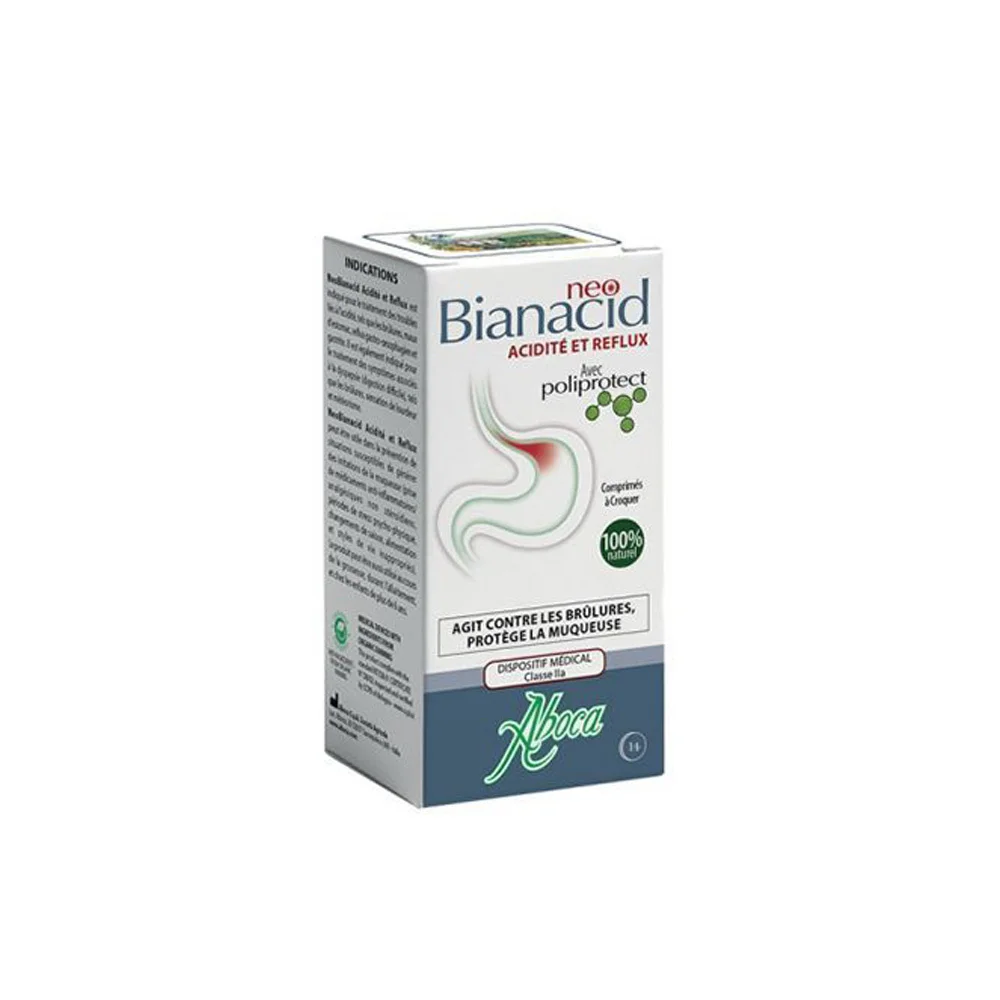 Aboca Neo Bianacid Συμπλήρωμα Διατροφής Που Αντιμετωπίζει Την Καούρα & Προστατεύει Το Βλεννογόνο 14 δισκία