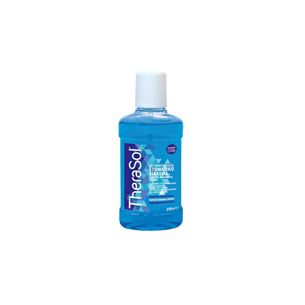 Therasol Mouth Solution Blue Μπλε Αντιμικροβιακό Στοματικό Διάλυμα Mε Γεύση Μέντας 250ml