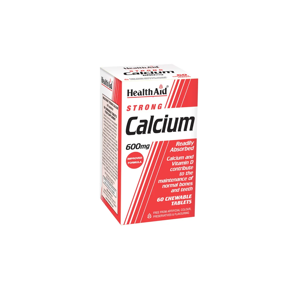 Health Aid Strong Calcium 600mg Calcium Dietary Supplement Ideal For Protecting Women Against Osteoporosis 60 chewable tablets