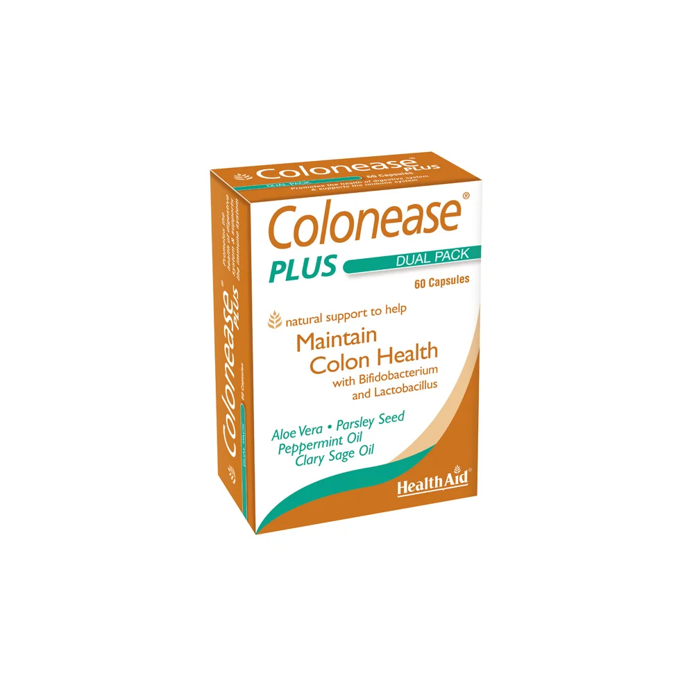 Health Aid Colonease Plus Probiotic Dietary Supplement With Aloe & Vegetable Oils For A Healthy Intestinal & Digestive System 60 Capsules