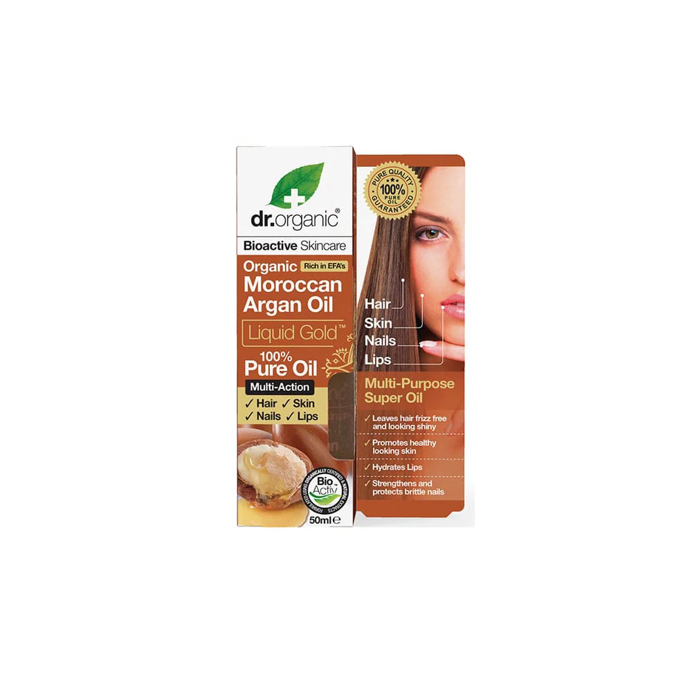 Dr.Organic Moroccan Argan Oil Liquid Gold Pure Argan Oil For Hair, Nails & Skin Care 50ml