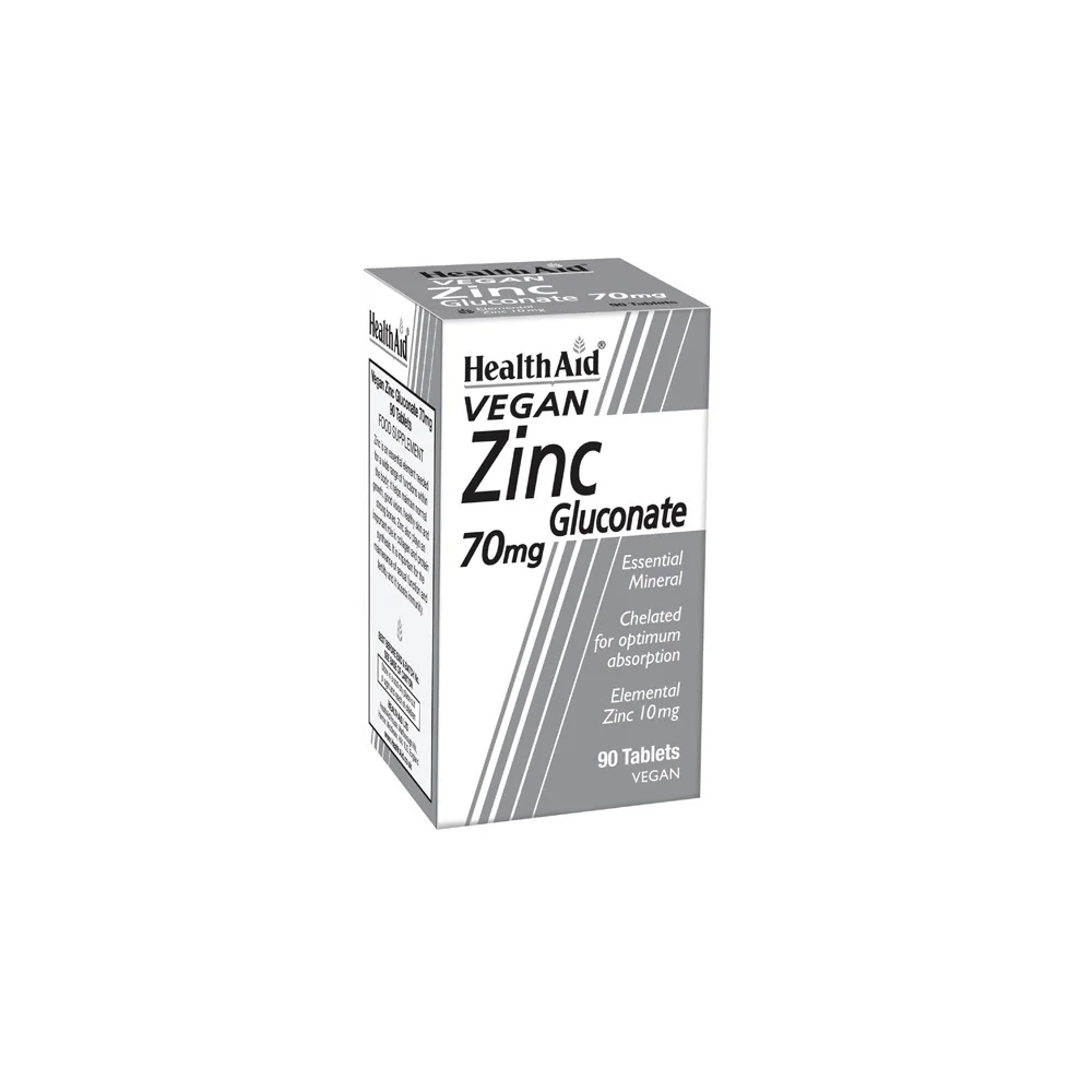 Health Aid Zinc Gluconate 70mg Συμπλήρωμα Διατροφής Ψευδαργύρου Για Τόνωση Ανοσοποιητικού Καλή Υγεία Δέρματος & Αναπαραγωγικού 90 ταμπλέτες