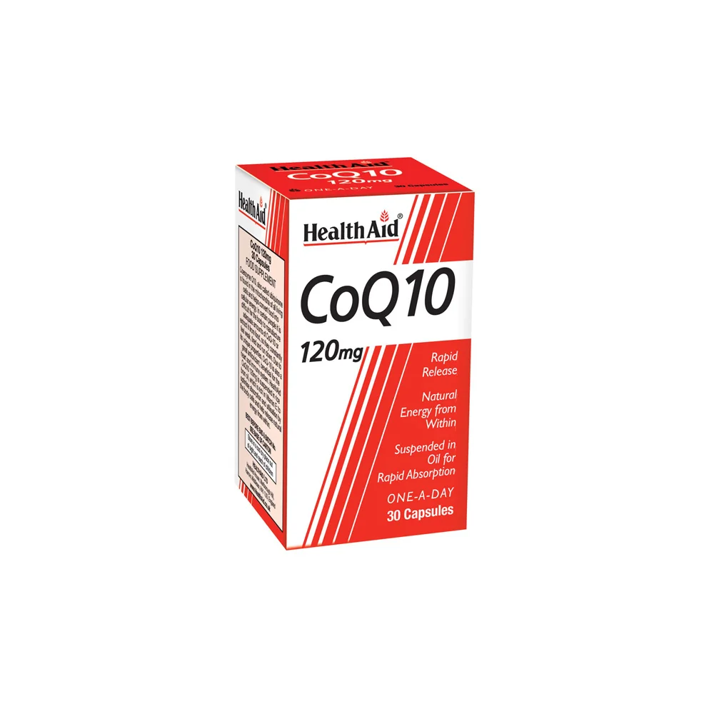 Health Aid Coenzyme Q10 120mg Energy Release Dietary Supplement With Antioxidant Properties 30 Capsules