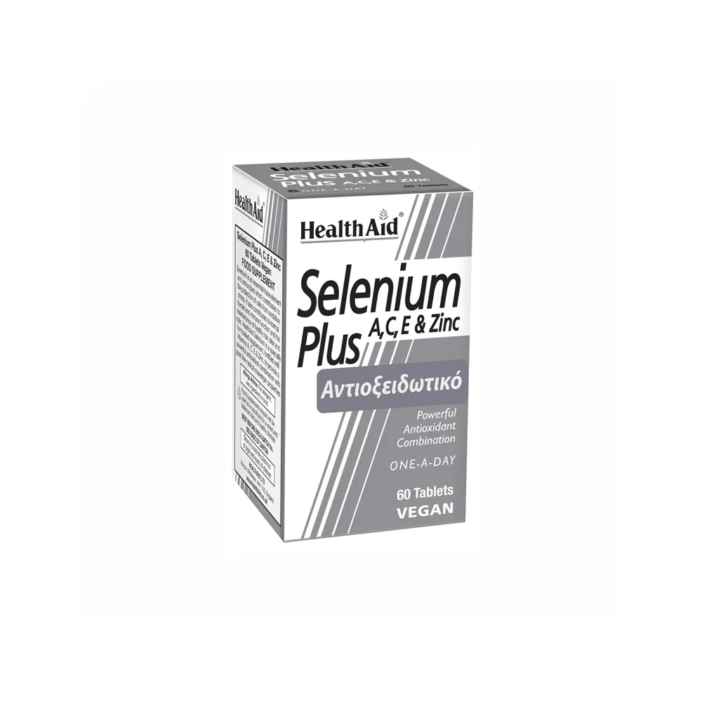 Health Aid Selenium Plus Vitamins A,C,E & Zinc Dietary Supplement With Selenium Vitamins & Zinc Complete Antioxidant Formula 60 Tablets