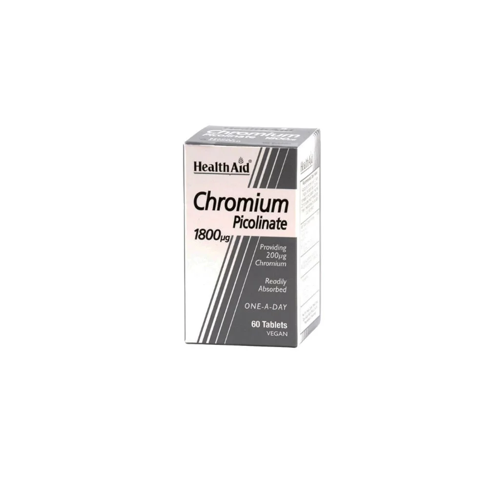 Health Aid Chromium Picolinate 1800μg Easily Absorbed Dietary Supplement Boosts Any Weight Loss Program 60 Veggie Capsules