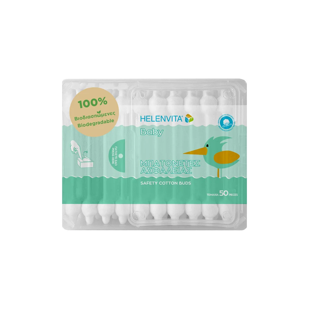 Helenvita Baby Cotton Buds Top Quality Cotton Buds 100% Pure Cotton 50 pieces