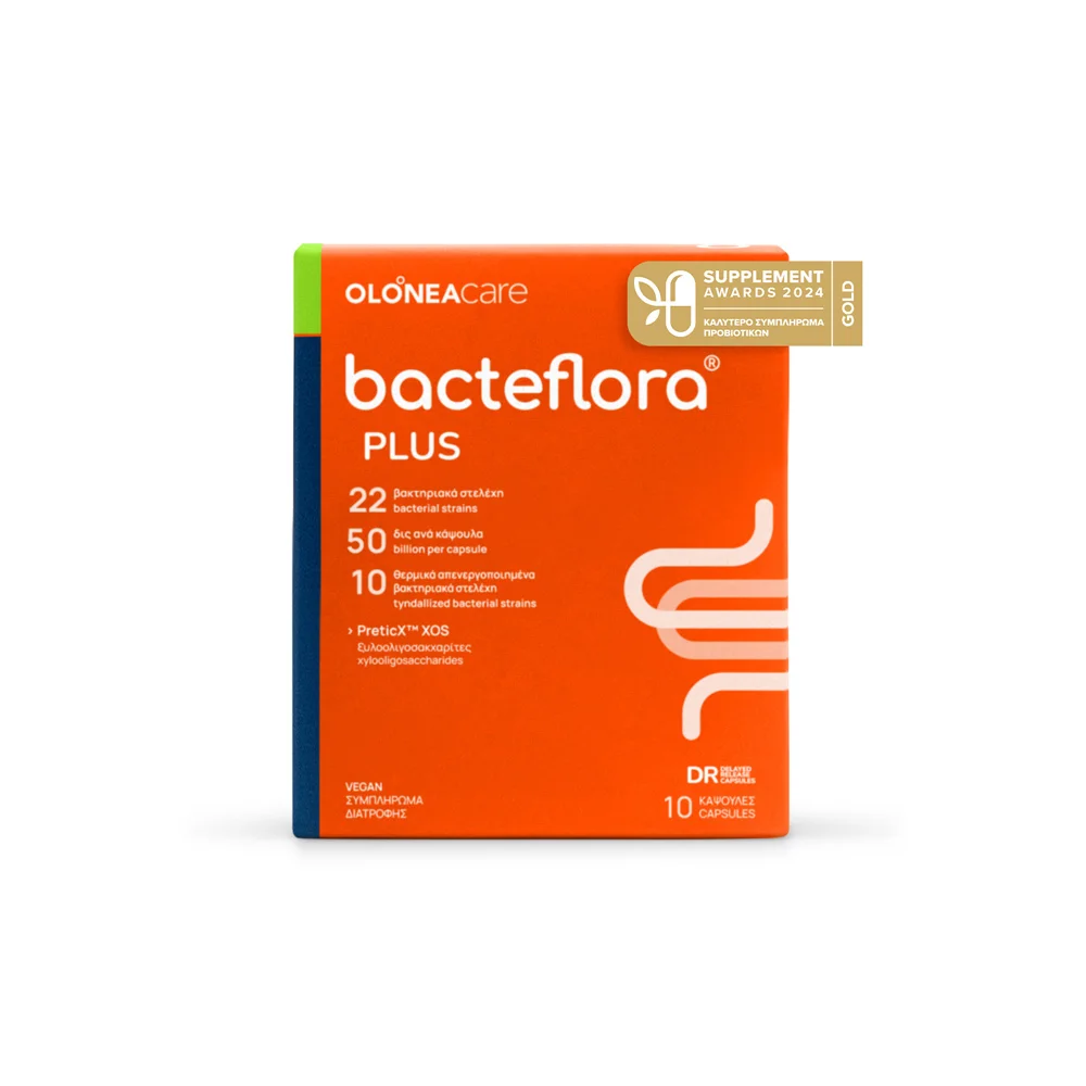 Olonea BacteFlora Plus Για Τις Υψηλές Ανάγκες Συμπλήρωσης Του Εντερικού Μικροβιώματος Με Ενισχυμένη Σύνθεση Προβιοτικών Πρεβιοτικών & Μεταβιοτικών 10 κάψουλες