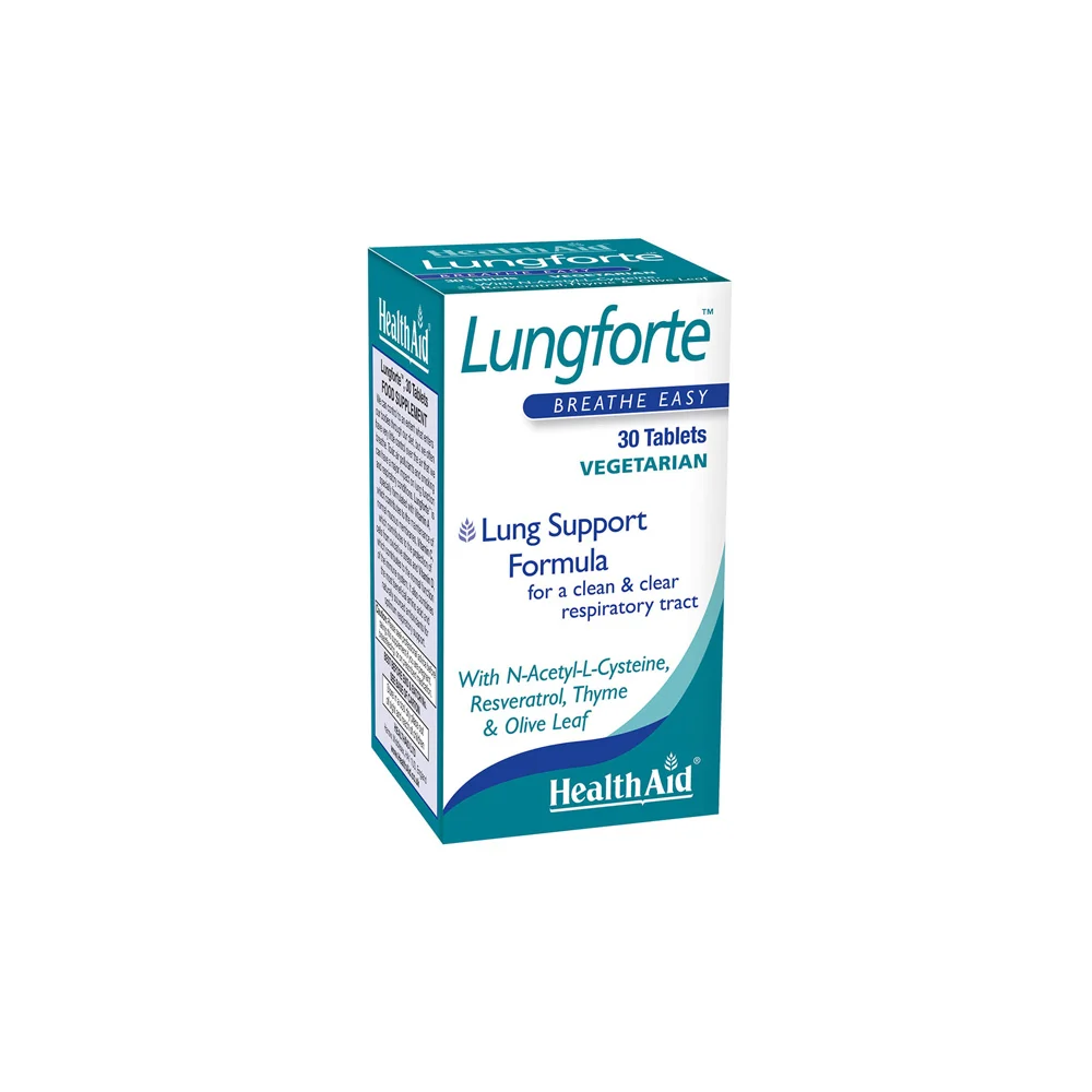 Health Aid Lungforte Dietary Supplement With Olive Leaf Thyme Garlic Resveratrol & Vitamins Ideal For Smokers 30 Tablets