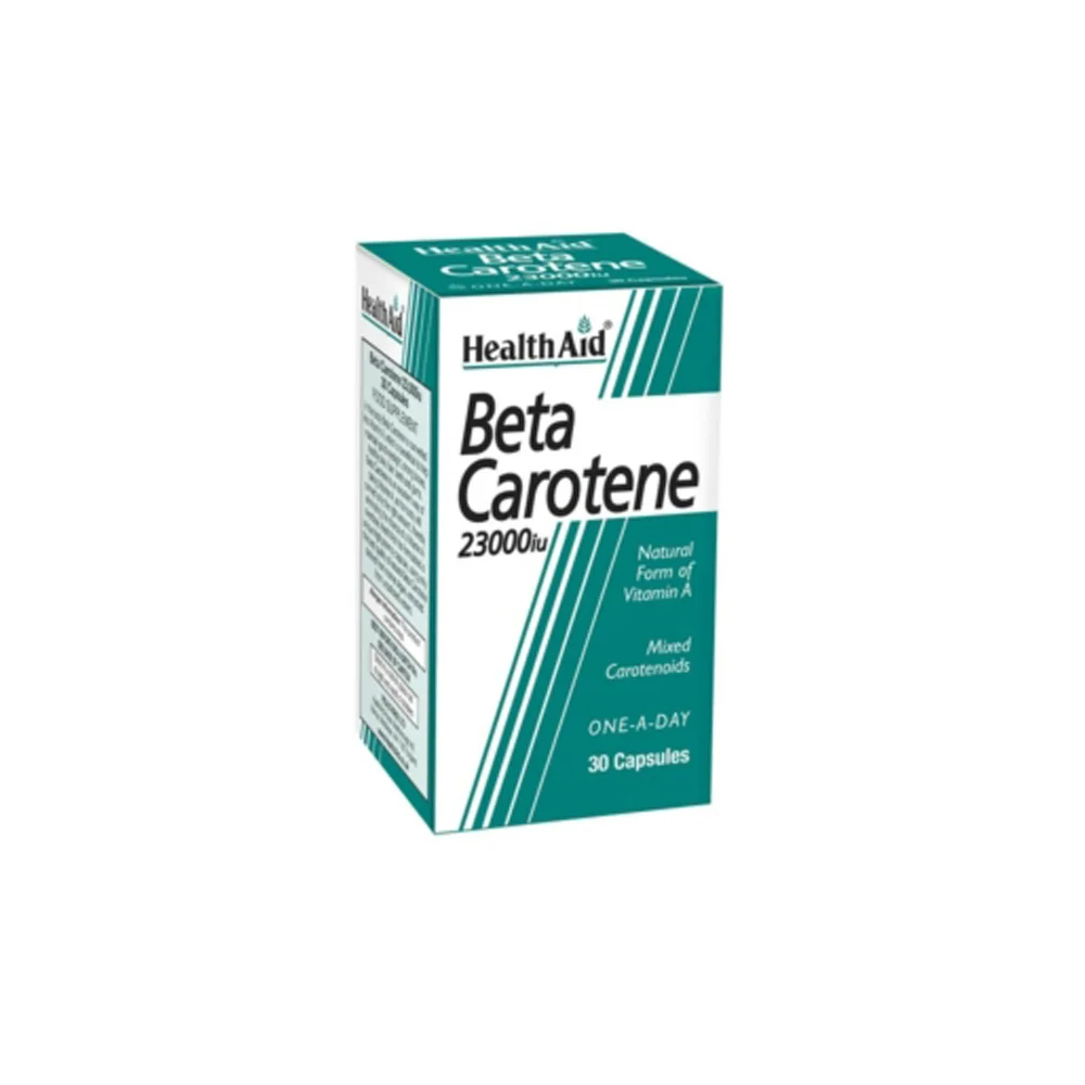 Health Aid Beta-Carotene Natural 15mg Dietary Supplement For Good Vision 30 capsules