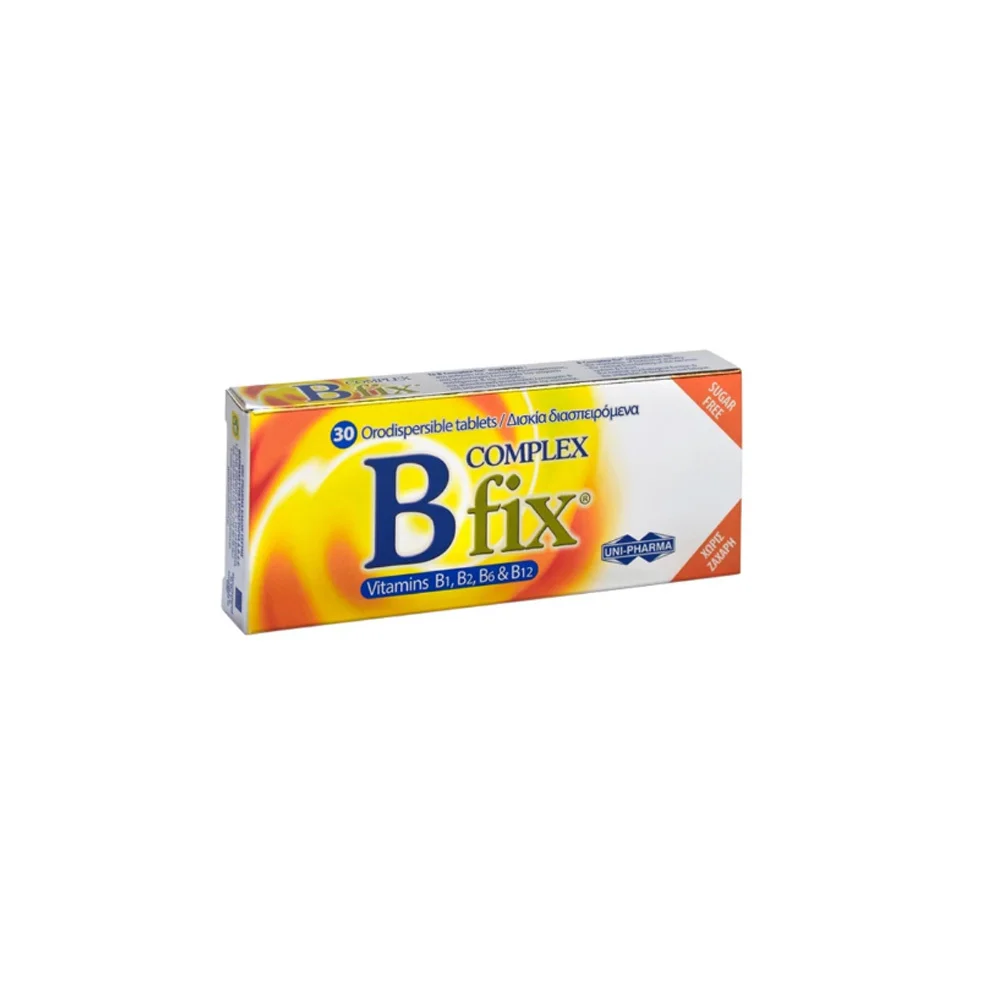 Uni-pharma B Complex Fix Συμπλήρωμα Διατροφής Με Βιταμίνες Β 30 διασπειρόμενα δισκία