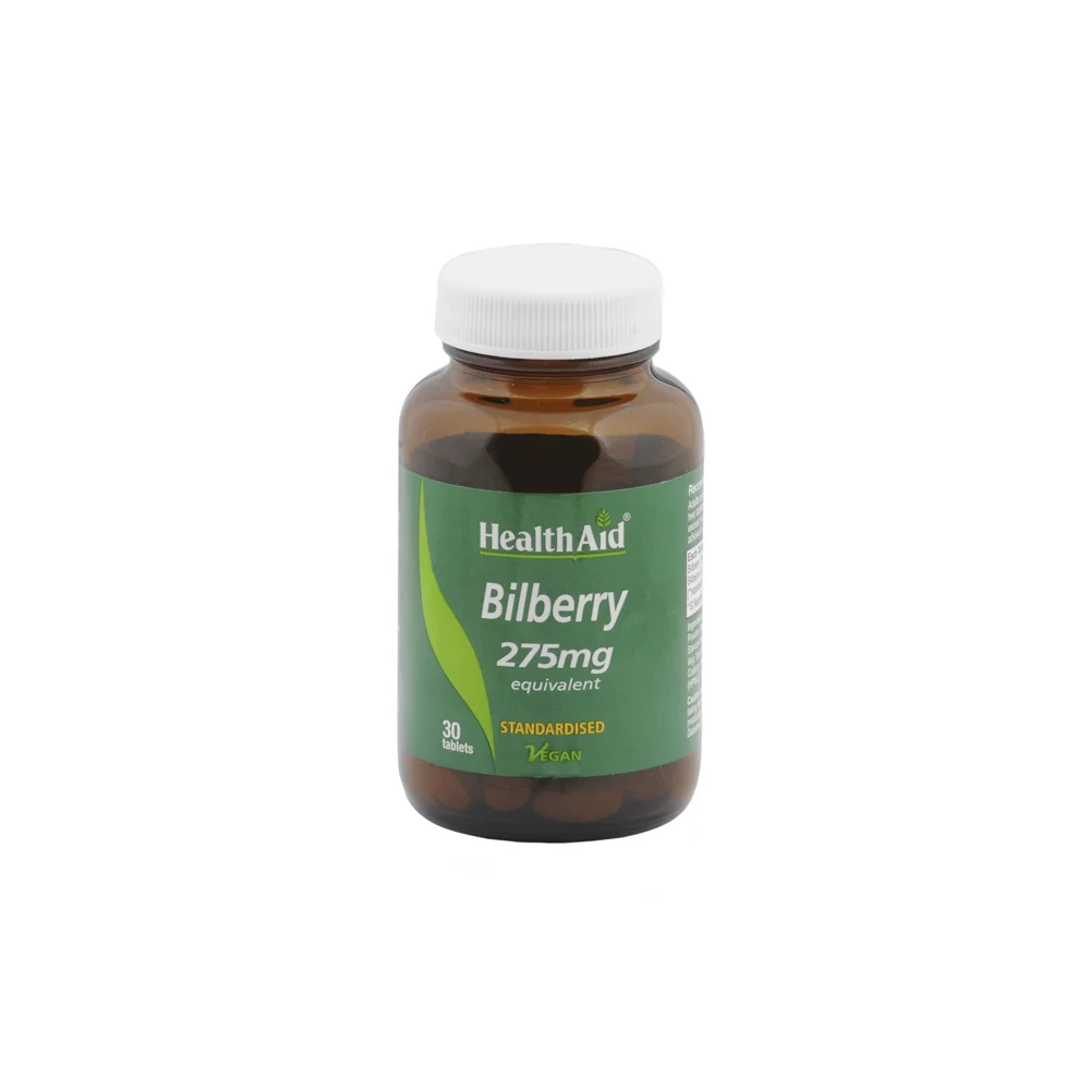 Health Aid Bilberry Extract 275mg Food Supplement With Titrated Bilberry Extract Ideal For Vision 30 tablets