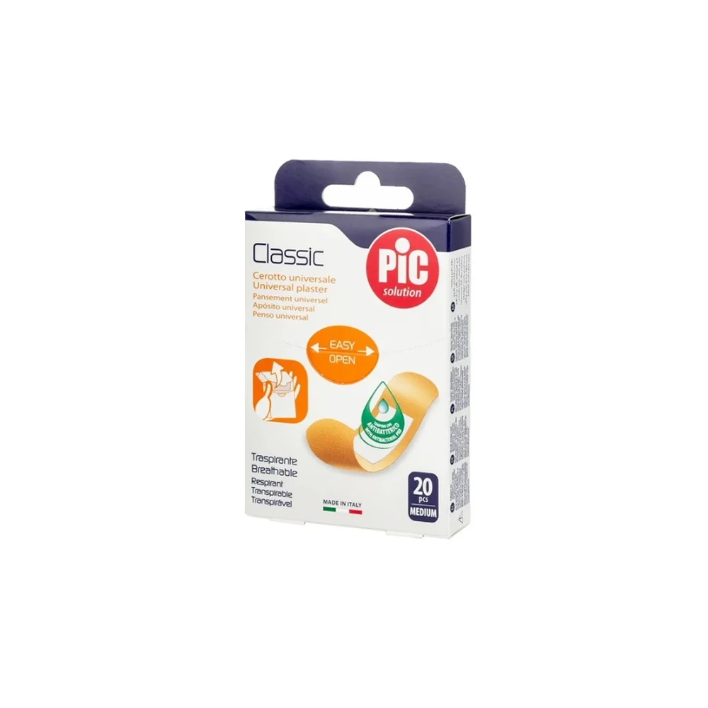 Pic Solution Classic Universal Breathable Medium Plaster Self-adhesive General Purpose Pads With Antibacterial Pad 20 pieces