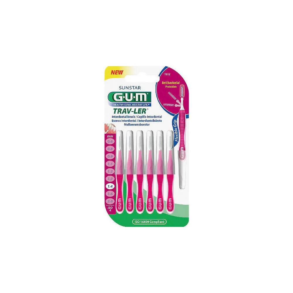 Gum Trav-ler Interdental Brush 1612 Interdental Brushes 1.4mm Fuchsia 6 pieces