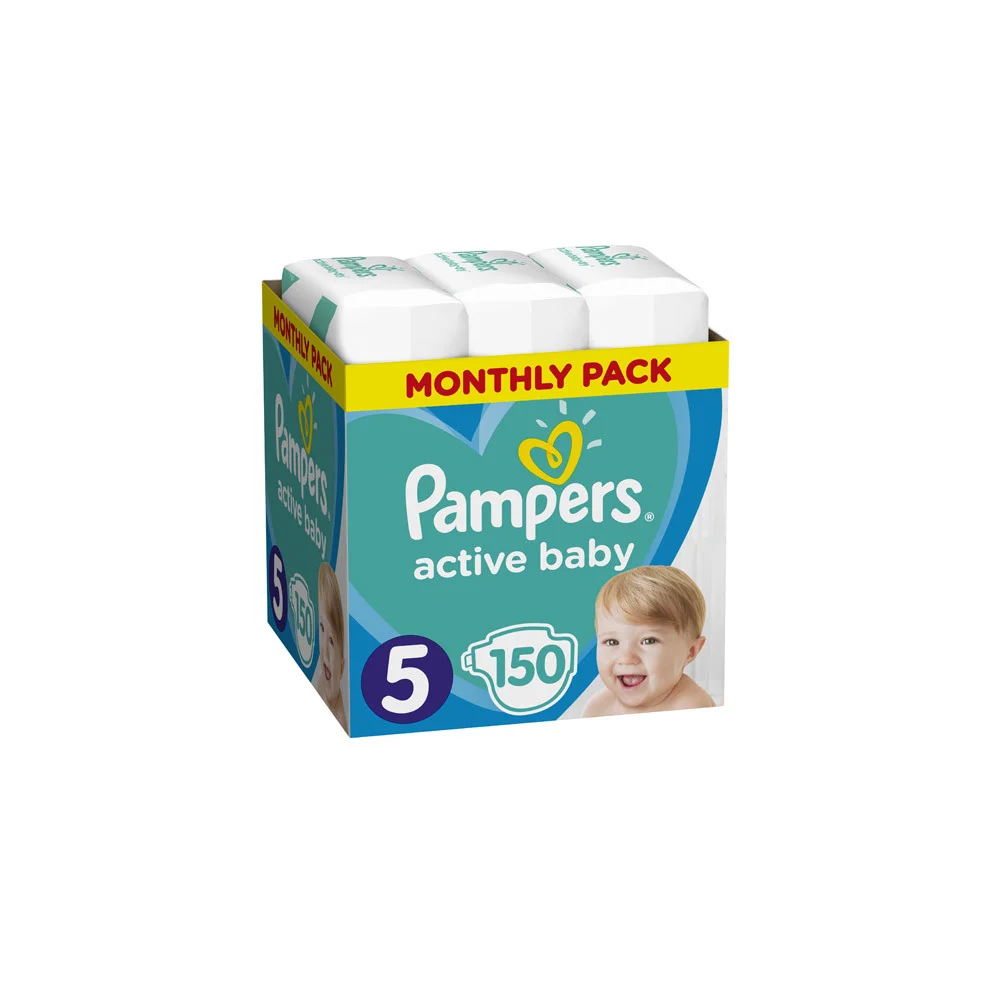 Pampers Active Baby Diapers Size 5 (11-16kg) 150 Diapers