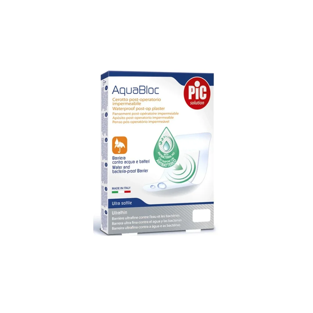 Pic Solution Aquabloc Αδιάβροχο Αυτοκόλλητο Μετεγχειρητικό Επίθεμα Με Ειδικό Αντιβακτηριακό Μαξιλαράκι 5 x 7cm 5 τεμάχια