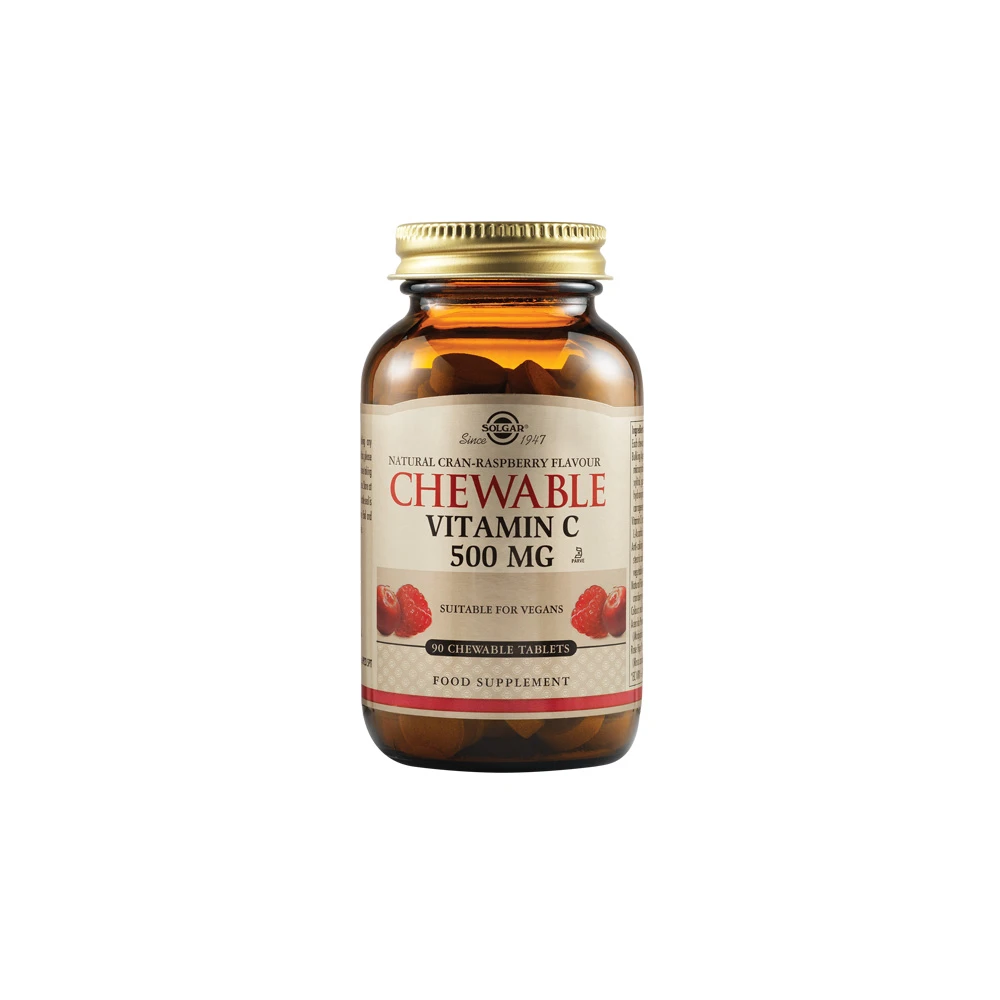 Solgar Chewable Vitamin C 500mg Cran-Rasberry Flavor Βιταμίνη C Για Ενίσχυση Ανοσοποιητικού & Αντιμετώπιση Κρυολογήματος 90 μασώμενες ταμπλέτες