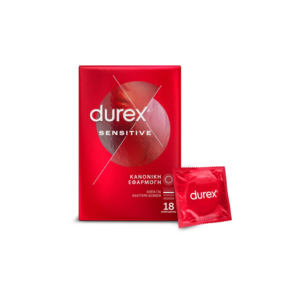 Durex Προφυλακτικά Λεπτά Sensitive Κανονική εφαρμοργή 18 τεμάχια